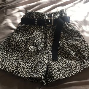 NWT “paper bag” leopard trouser shorts